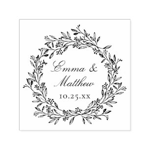 Monogramm des rustikalen Botanischen Wraath-Logos Permastempel