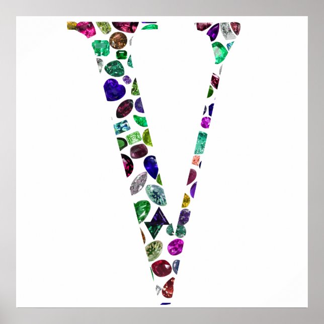Monogramm des Schmucksteins Brief V Poster (Vorne)