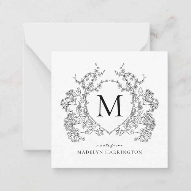 Monogramm des Schwarz-Weiß-Wappen Mitteilungskarte (Vorderseite)