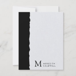 Monogramm des Schwarz-weißen gestrichelten Kantenf Mitteilungskarte