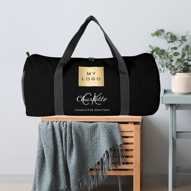 Monogramm des schwarzen Firmenlogos Duffle Bag (Von Creator hochgeladen)