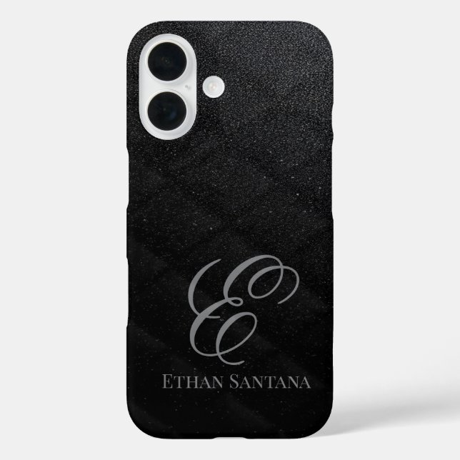 Monogramm des schwarzen Glitzer Case-Mate iPhone Hülle (Rückseite)