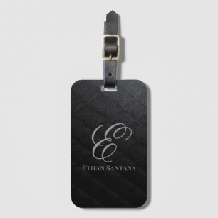 Monogramm des schwarzen Glitzer Gepäckanhänger