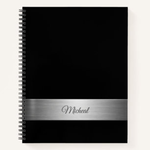 Monogramm des schwarzen Metallic-Akzents Notizbuch