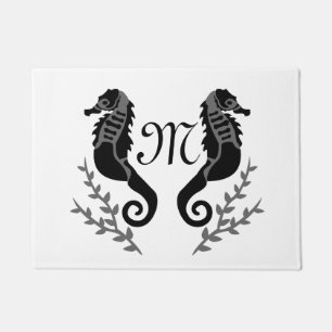 Monogramm des Schwarzen Seepferds Fußmatte