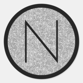 Monogramm des Schwarzen und Silbernen Glitzer Runder Aufkleber