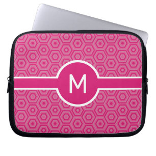 Monogramm des Single auf rosa Hexagonen Laptopschutzhülle