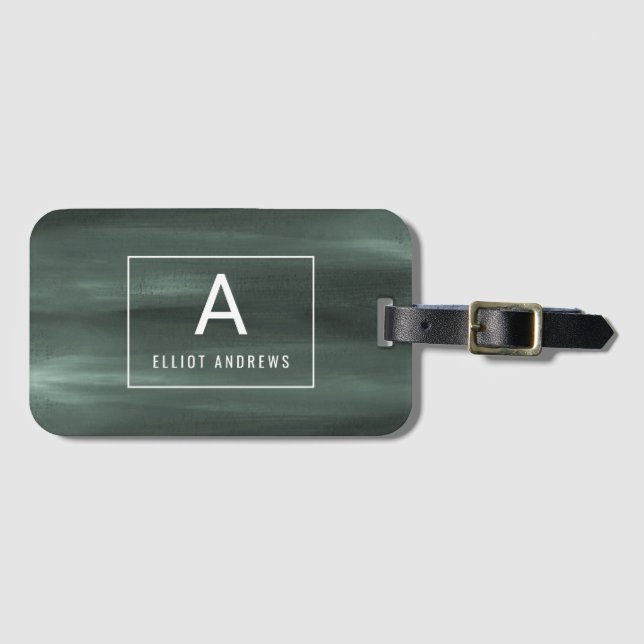 Monogramm des Snowy-Kiefern-Aquarell-| Gepäckanhänger (Vorderseite (Horizontal))