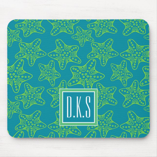 Monogramm des Starfish-Mengen-Muster-| Mousepad (Vorne)