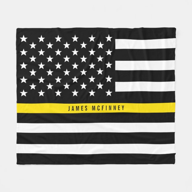 Monogramm des Thin-Yellow-Line-Flags Fleecedecke (Vorderseite (Horizontal))