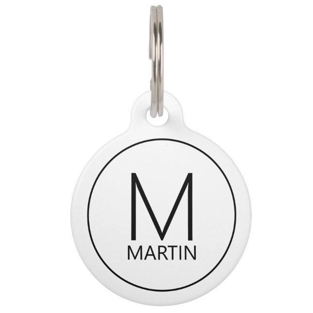 Monogramm des Tieres, Name mit QR-Code des Besitze Haustiermarke (Vorderseite)