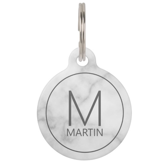 Monogramm des Tieres, Name mit QR-Code des Besitze Haustiermarke (Vorderseite)