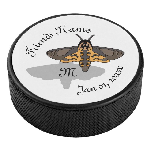 Monogramm des Totenkopfes Eishockey Puck (3/4)