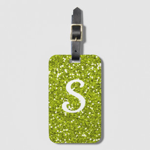 Monogramm des Trendy Lime Green Glitzer Gepäckanhänger