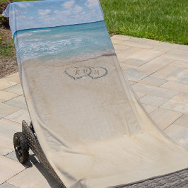 Monogramm des tropischen Vintagen Strandherzes Strandtuch