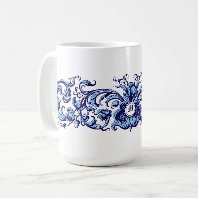 Monogramm des Verzierten Blattvins aus dem 17. Jah Kaffeetasse (Vorderseite Links)