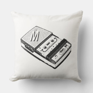 Monogramm des Vintagen Bandrecorders Außenkissen Kissen Für Draußen