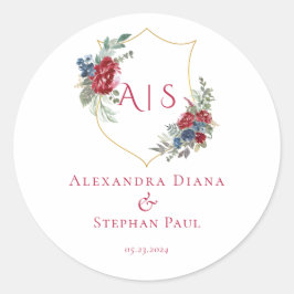 Monogramm des Vintagen botanischen Wappen Runder Aufkleber