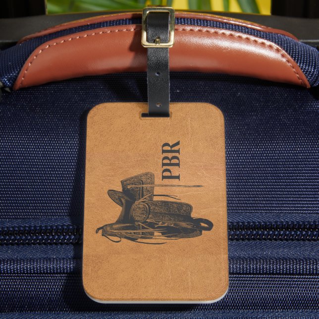 Monogramm des Vintagen Westerns Gepäckanhänger (Vorderseite Insitu 2)