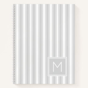Monogramm des weichen, grauen und weißen Tick-Stri Notizbuch