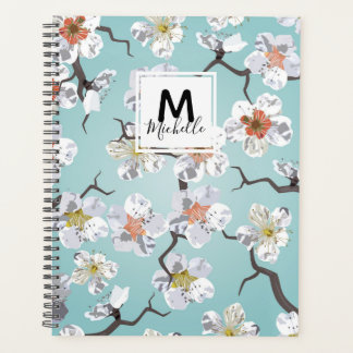 Monogramm des weißen Kirschblossoms Planer