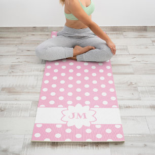 Monogramm des weißen Polka-Dots in Rosa Yogamatte