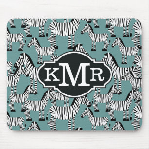 Monogramm des Zebra-Muster-  Mousepad
