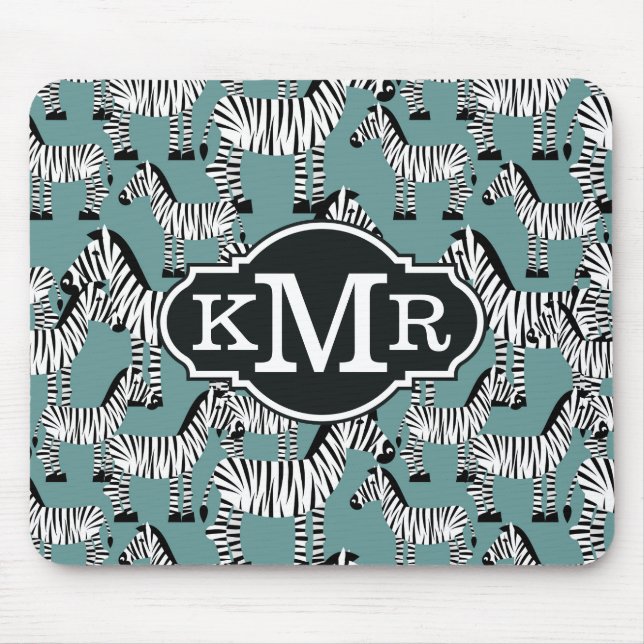Monogramm des Zebra-Muster-| Mousepad (Vorne)