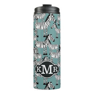 Monogramm des Zebra-Muster-  Thermosbecher