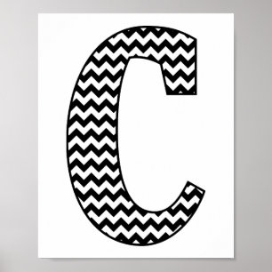 Monogramm des Zickzack Buchstaben C, schwarz und w Poster
