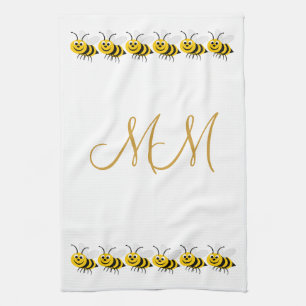 Monogramm-Design Bienen Geschirrtuch