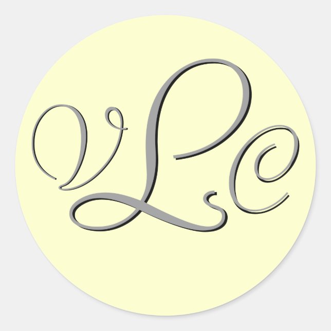 Monogramm-Drei-Creme-und-Grausticker Runder Aufkleber (Vorderseite)