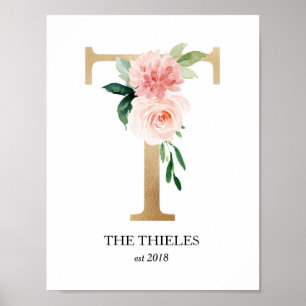Monogramm-Druck, Buchstabe T, Hochzeitsgeschenk, K Poster
