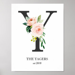 Monogramm-Druck, Buchstabe Y, Hochzeitsgeschenk, K Poster