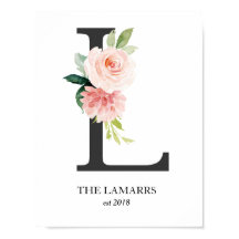 Monogramm drucken, Blumenbrief L, Hochzeit, Kinder