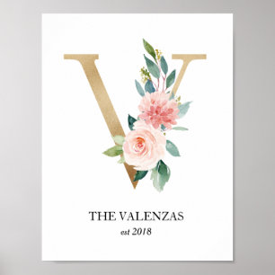 Monogramm drucken, Letter V, Hochzeitsgeschenk, Ki Poster