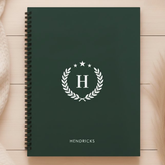 Monogramm Dunkelgrün Modern Minimalist Fitness Planer (Von Creator hochgeladen)