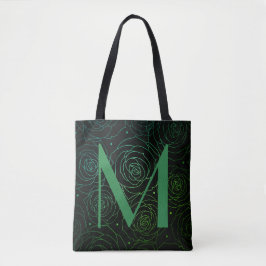 Monogramm Dunkle Florale Rose Motivationszitat