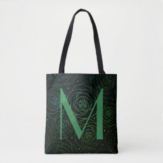 Monogramm Dunkle Florale Rose Motivationszitat