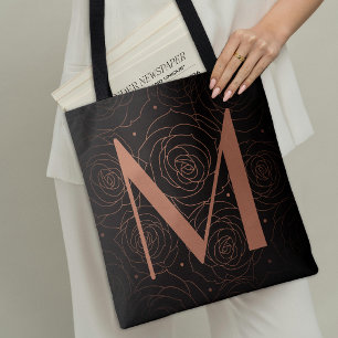 Monogramm Dunkle Florale Rose Motivationszitat