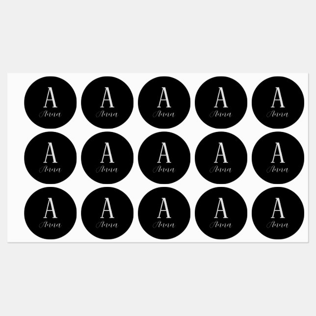 Monogramm Dunkle Herbstfarben Etiketten (Blatt)