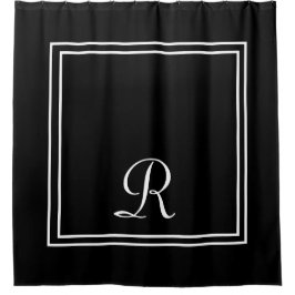 Monogramm-Duschvorhang aus Schwarzweiß-Streifen Duschvorhang