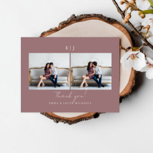 Monogramm Dusty Rose Hochzeit Foto Danke Postkarte