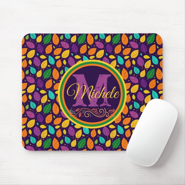 Monogramm dynamische Herbstleaves Mousepad (Mit Mouse)