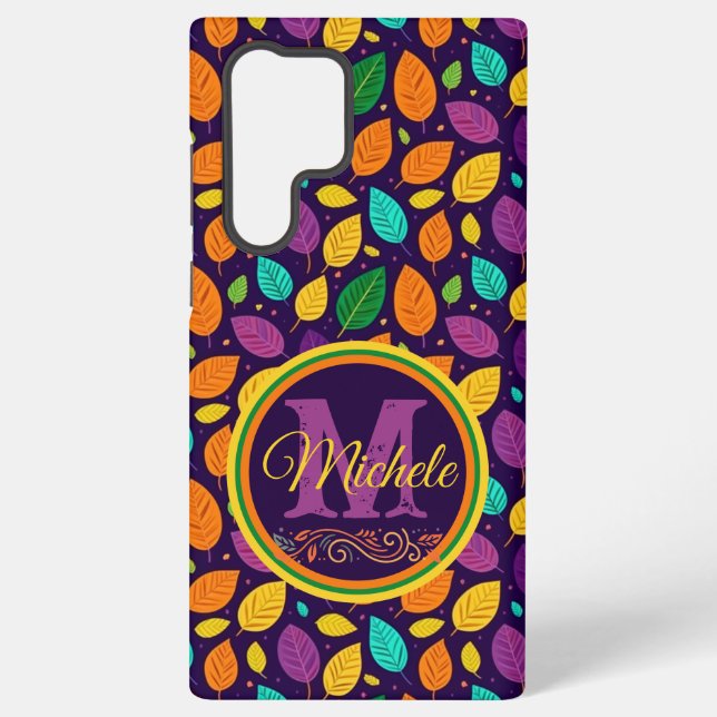 Monogramm dynamische Herbstleaves Samsung Galaxy Hülle (Rückseite)