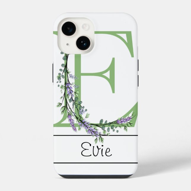 Monogramm E Lavendel Eukalyptus Case-Mate iPhone H Hülle (Rückseite)