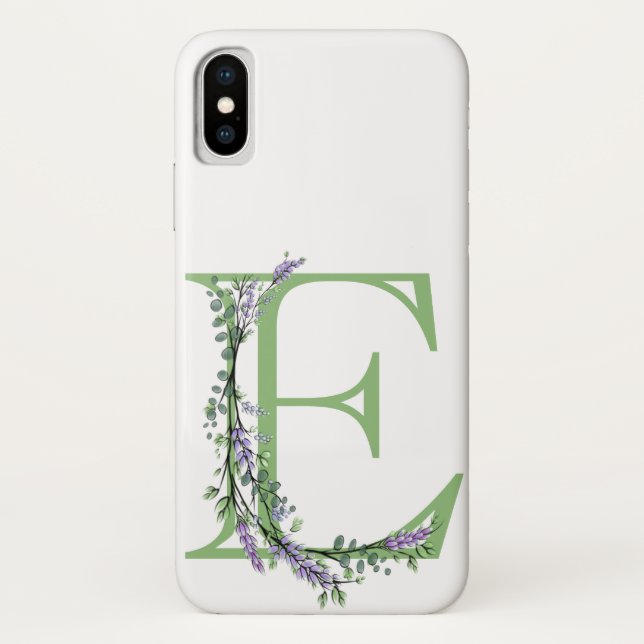 Monogramm E Lavendel Eukalyptus Case-Mate iPhone Hülle (Rückseite)