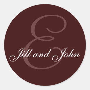 Monogramm E und Namen Siegel Schokoladenbraun Runder Aufkleber