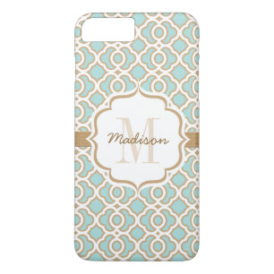 Monogramm Eggshell Blue und Gold Quatrefolie Case-Mate iPhone Hülle