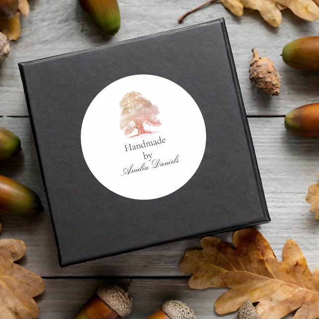 Monogramm Eichenbaum handgefertigt mit rechteckige Runder Aufkleber (Von Creator hochgeladen)